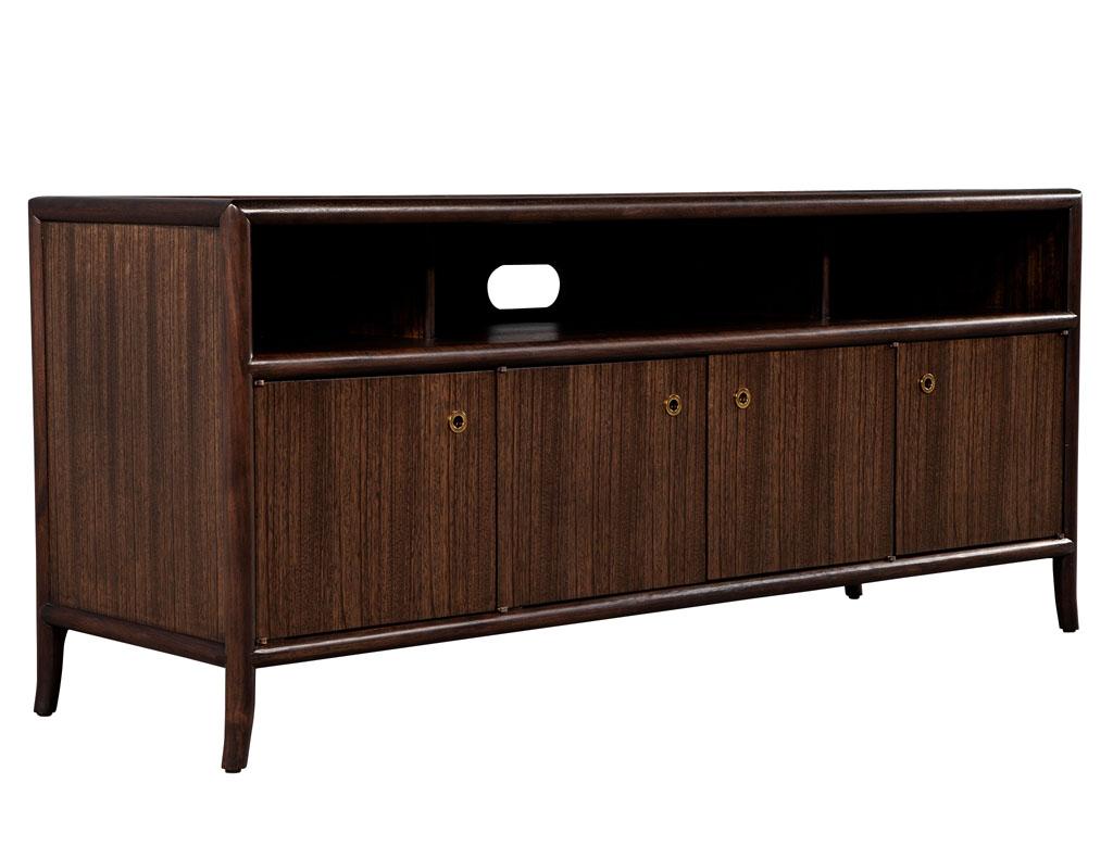 Contemporary Modern Media Cabinet Sideboard in Zebrawood For Sale