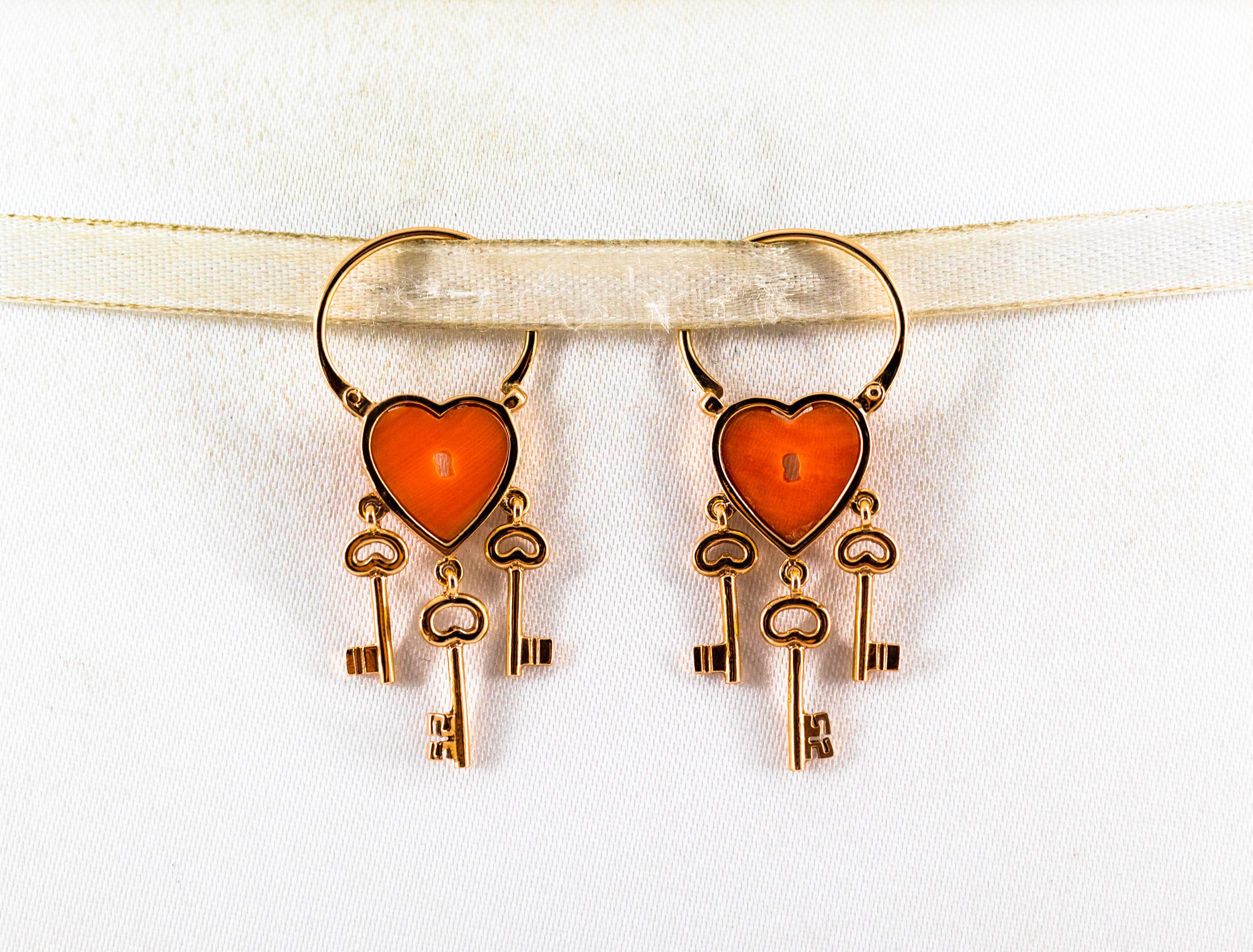 These Earrings are made of 14K Rose Gold.
These Earrings have Mediterranean (Sardinia, Italy) Red/Orange Coral.
All our Earrings have pins for pierced ears but we can change the closure and make any of our Earrings suitable even for non-pierced
