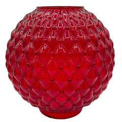 Modern Mediterranean Style Quilted Bubbles Ruby Red Glass Globe, 4" Fitter