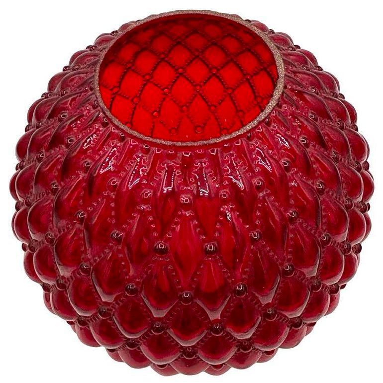 Globo de cristal rojo rubí de burbujas acolchadas de estilo mediterráneo moderno, adaptador de 4 Estadounidense