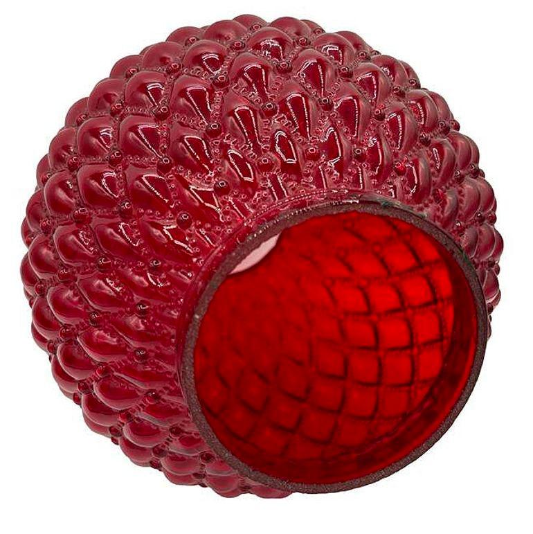 Globo de cristal rojo rubí de burbujas acolchadas de estilo mediterráneo moderno, adaptador de 4 en Excelente Estado en Van Nuys, CA