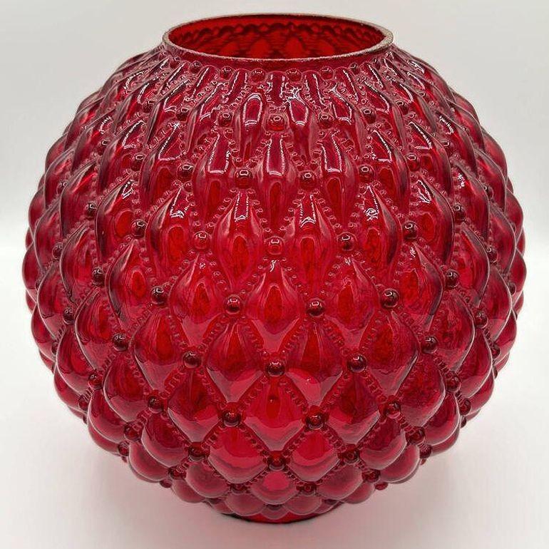 Globo de cristal rojo rubí de burbujas acolchadas de estilo mediterráneo moderno, adaptador de 4 2