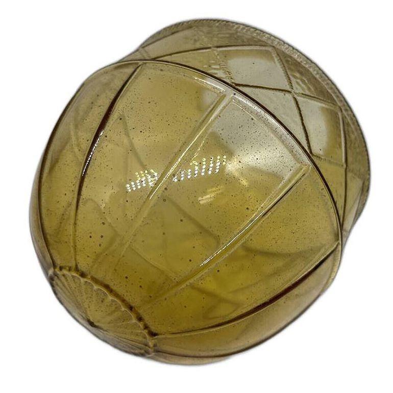 Mid-Century Modern Globe moderne de style méditerranéen en verre ambré jaune avec garniture de 3 1/4 en vente