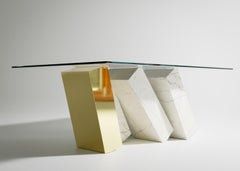 Rectangular Coffee Table in Calacatta White Marble & Gold