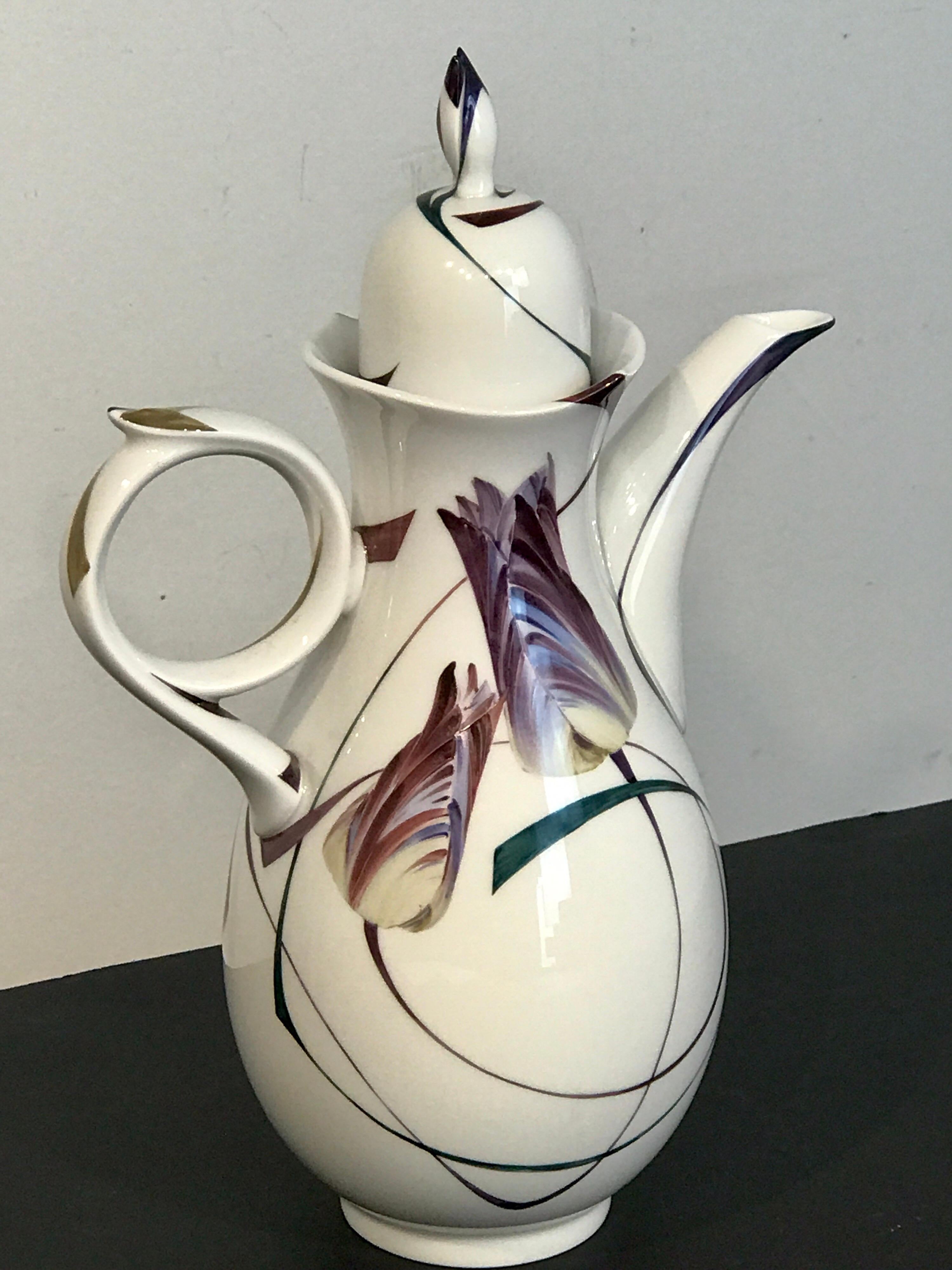 German Modern Meissen French Tulip Motif Coffee Pot