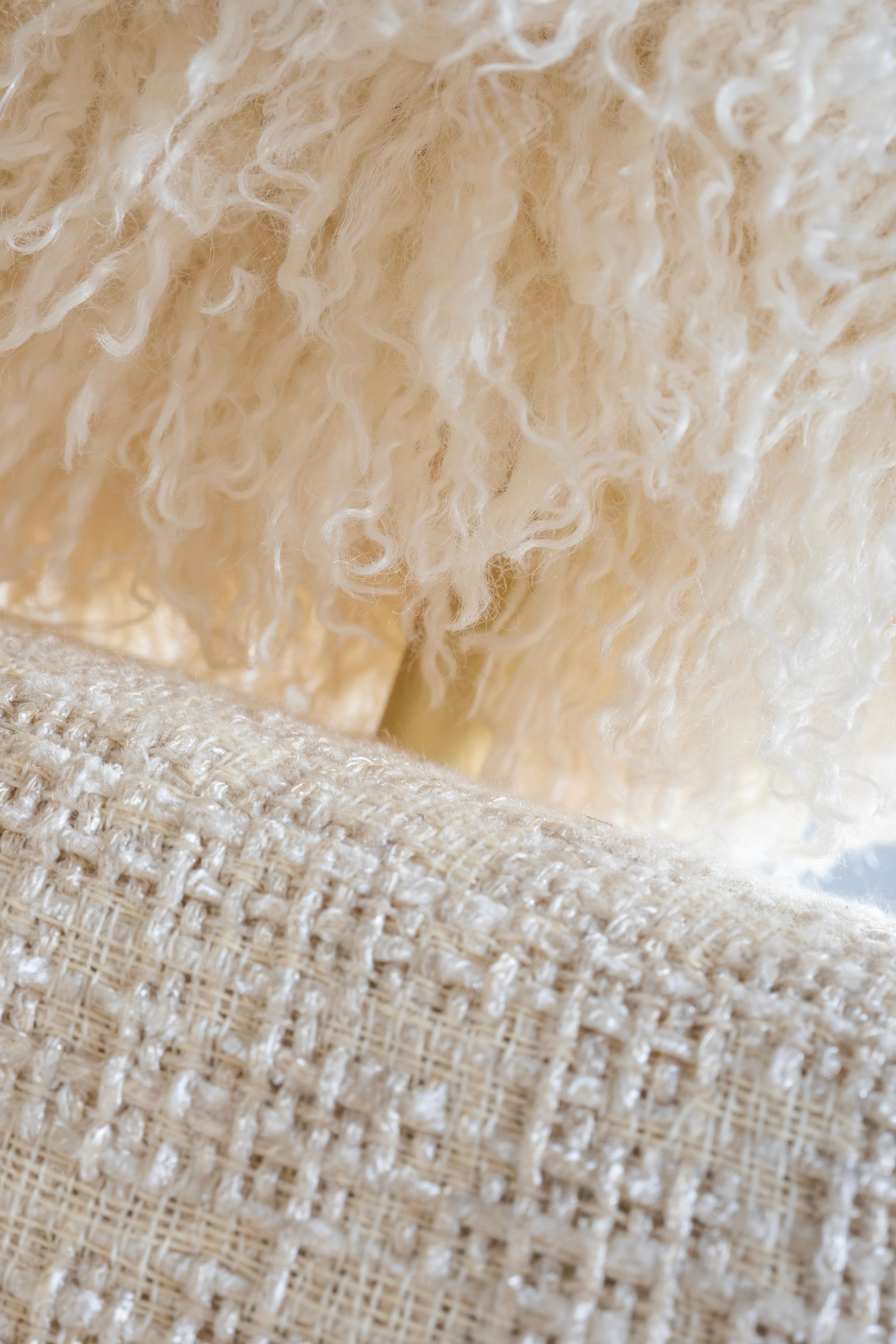 Modern Mel Armchair, Beige Linen Fabric, Handmade in Portugal by Greenapple For Sale 7
