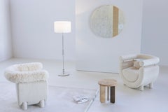 Modern Mel Lounge Chair, Beige Linen Fabric, Handmade in Portugal by Greenapple