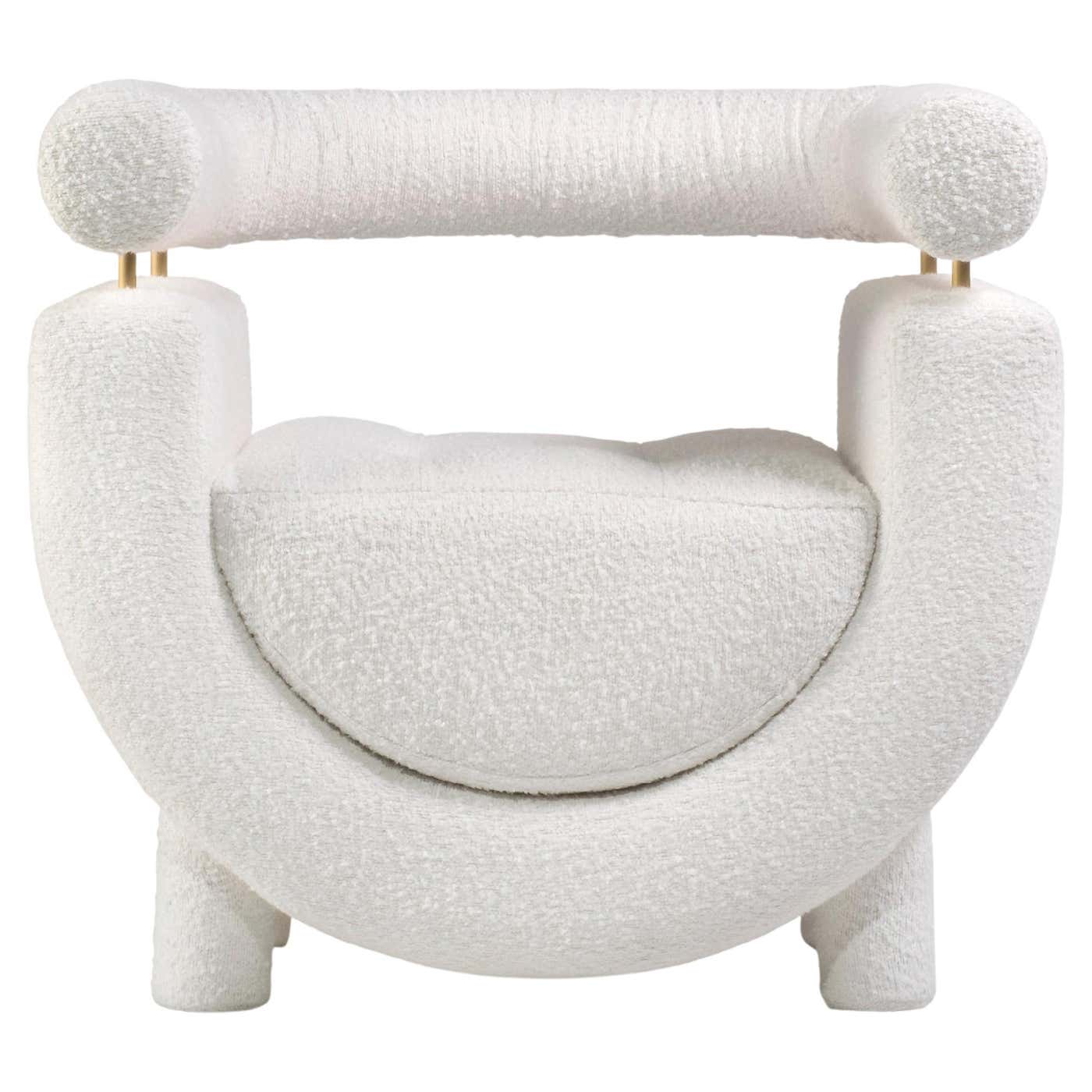 Modern Mel Armchair, White DEDAR Bouclé, Handmade in Portugal by ...