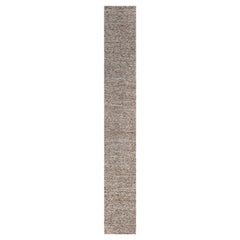 Modern Melange Brown Flat Weave Wool Runner by Doris Leslie Blau