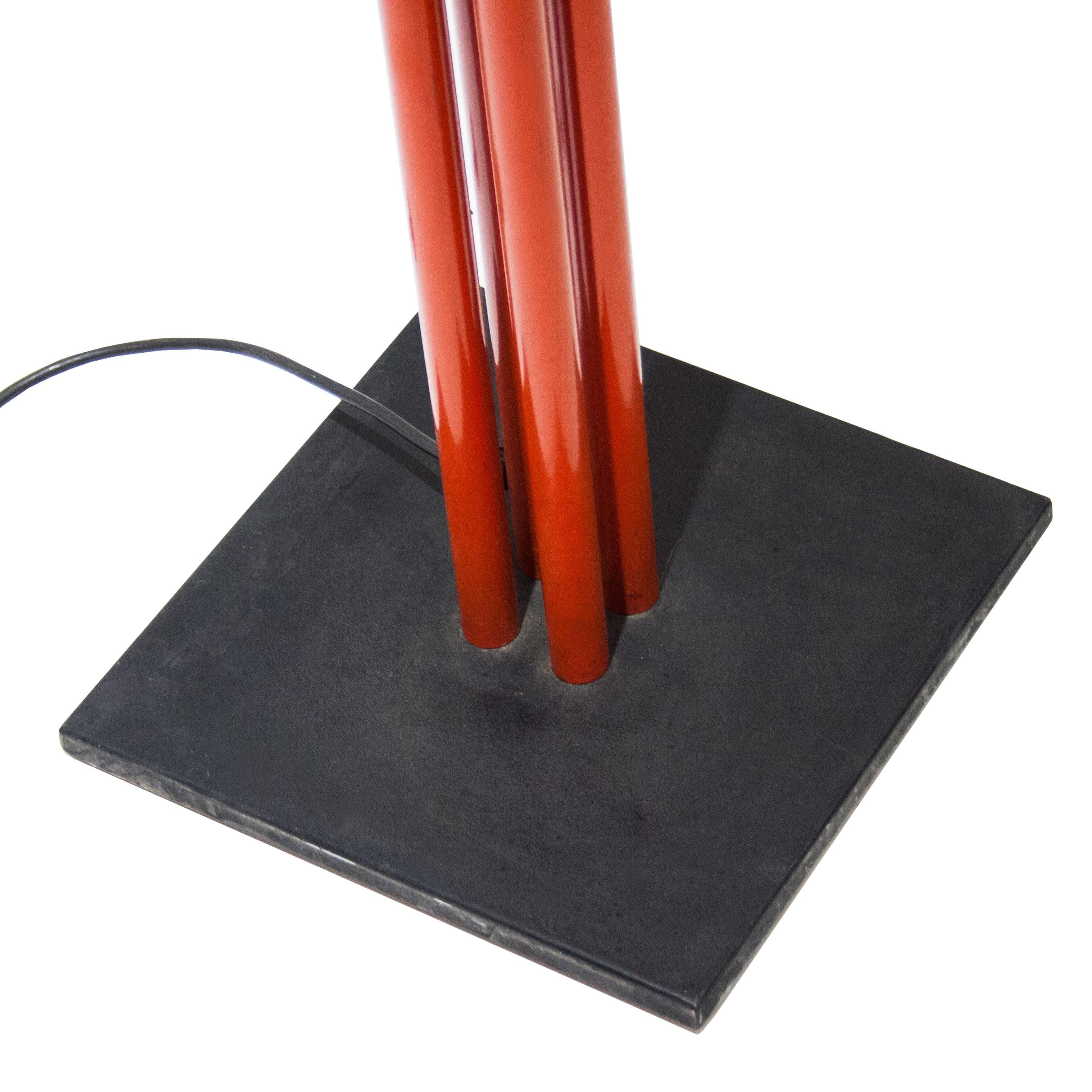 Lacquered Modern Memphis Style Halogen Red Black Floor Lamp, Italy, 1980