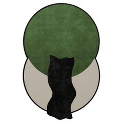 Alfombra Verde de Forma Irregular Estilo Memphis Moderna Alfombra Círculo Alfombrada a Mano