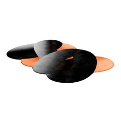 Modern Memphis Style Irregular Shape Rug with Hand-Tufted Orange & Black