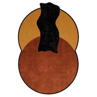 Modern, Wavy, Customizable Purple, Caramel Rug Small For Sale at 1stDibs