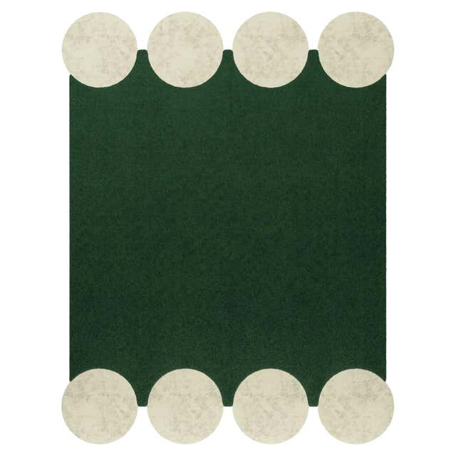 Modern Style Curved Shape Hand-Tufted Rug Blue and Green Circle ...