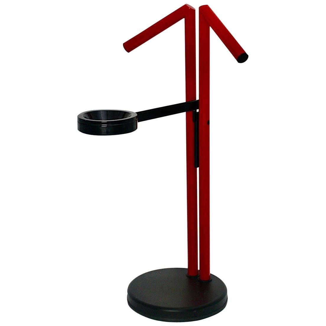 Modern Memphis Style Vintage Red Black Metal Valet, 1980s, Italy For Sale