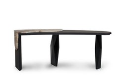 Tavolo consolle moderno Menir, marmo Calacatta Viola fatto a mano Portogallo Greenapple