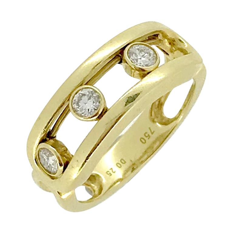 Modern Messika Move Classique Yellow Gold Diamond Band Ring