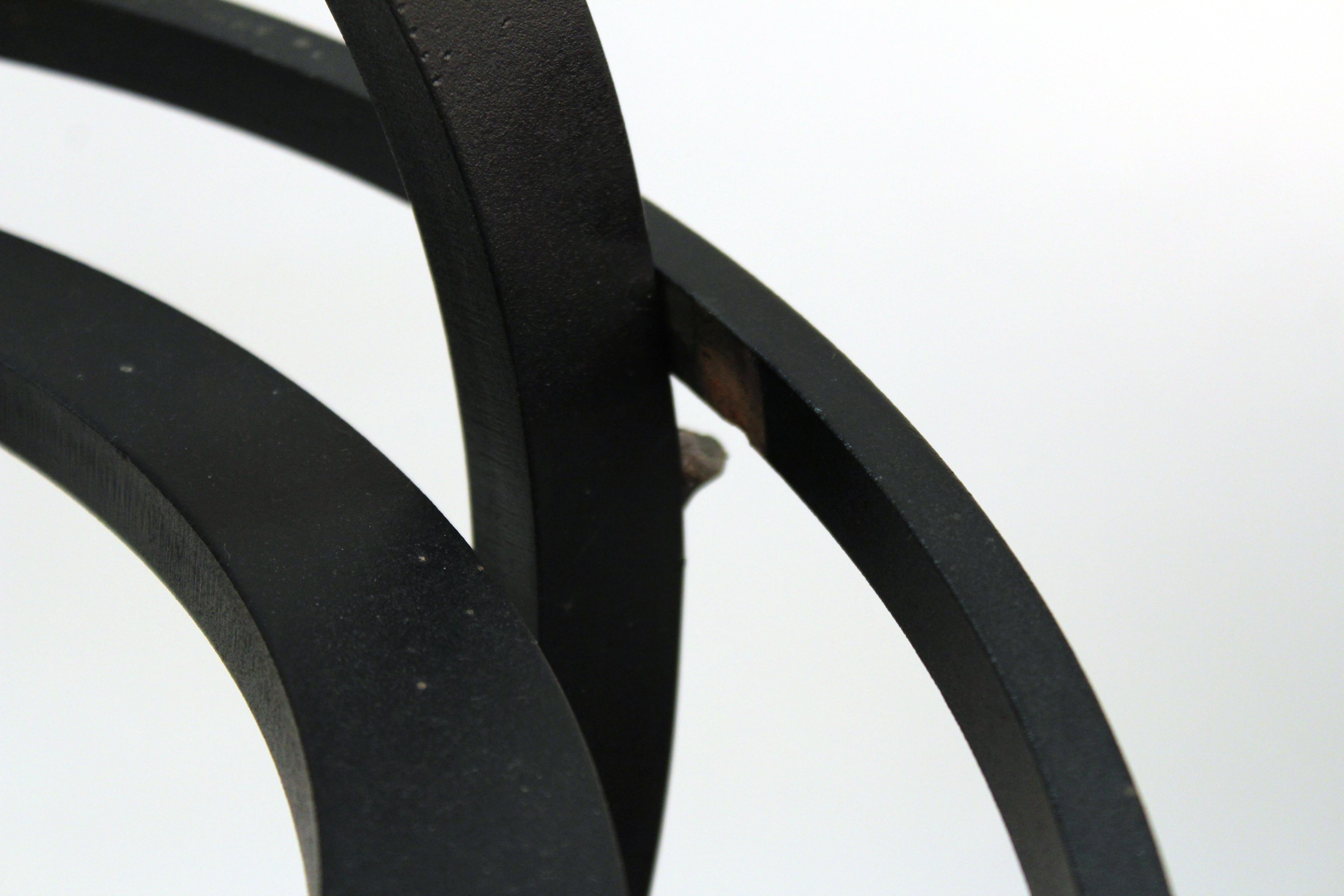Modern Metal Abstract Mechanic Sculpture With Metal Wheel 3