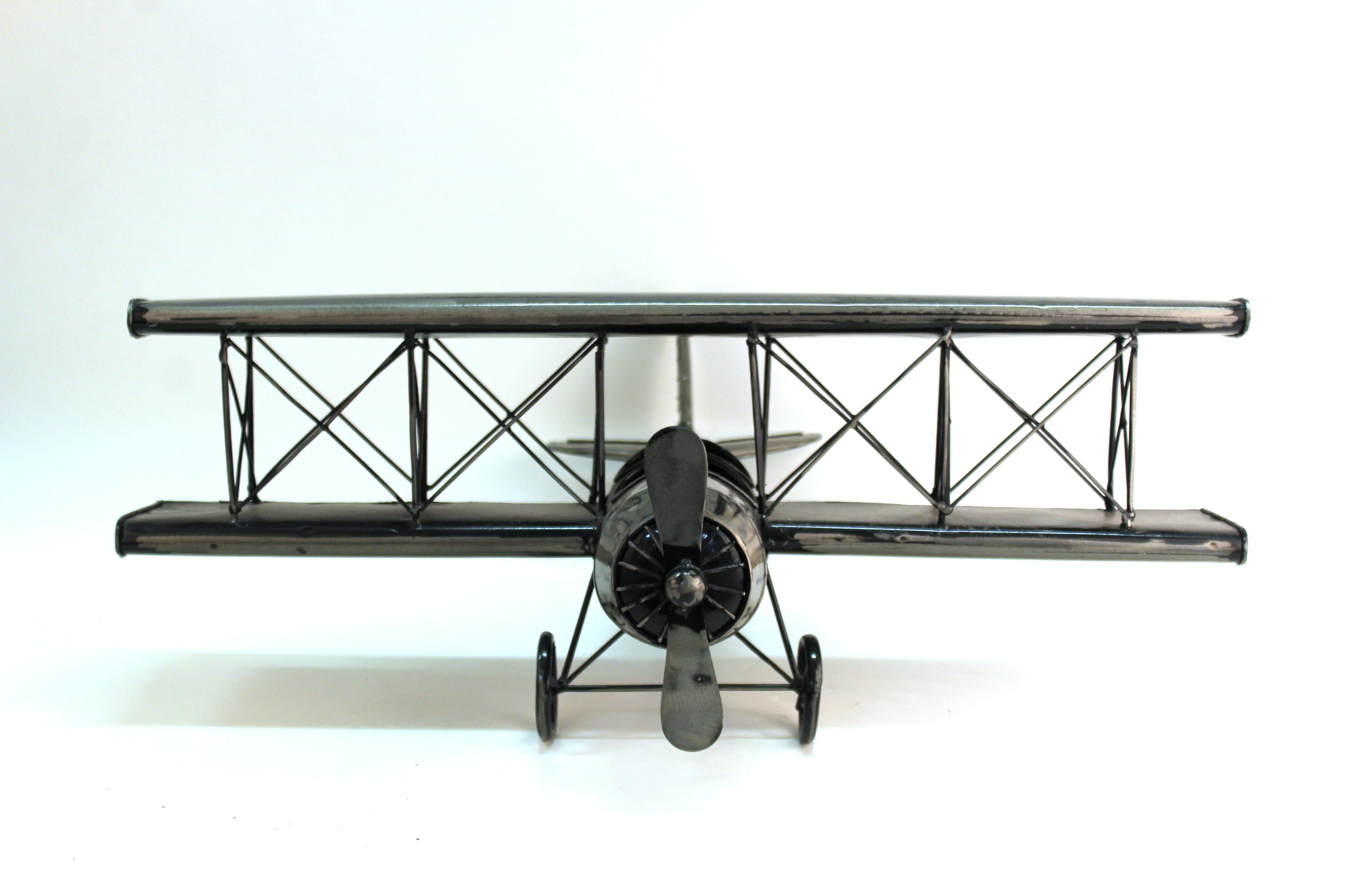metal biplane model