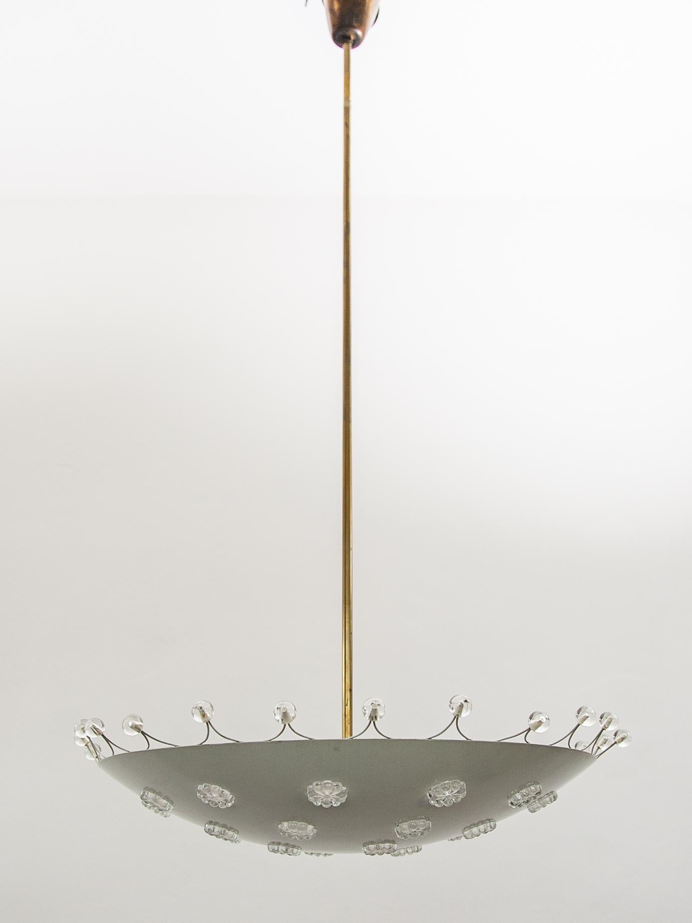 Mid-Century moderno Lampadario moderno in metallo e vetro 