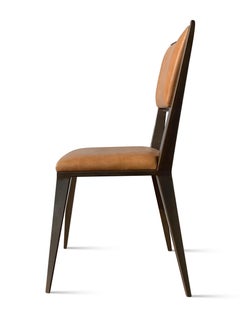 Modern Metal and Leather Dining Chair, Rodelio, from Costantini