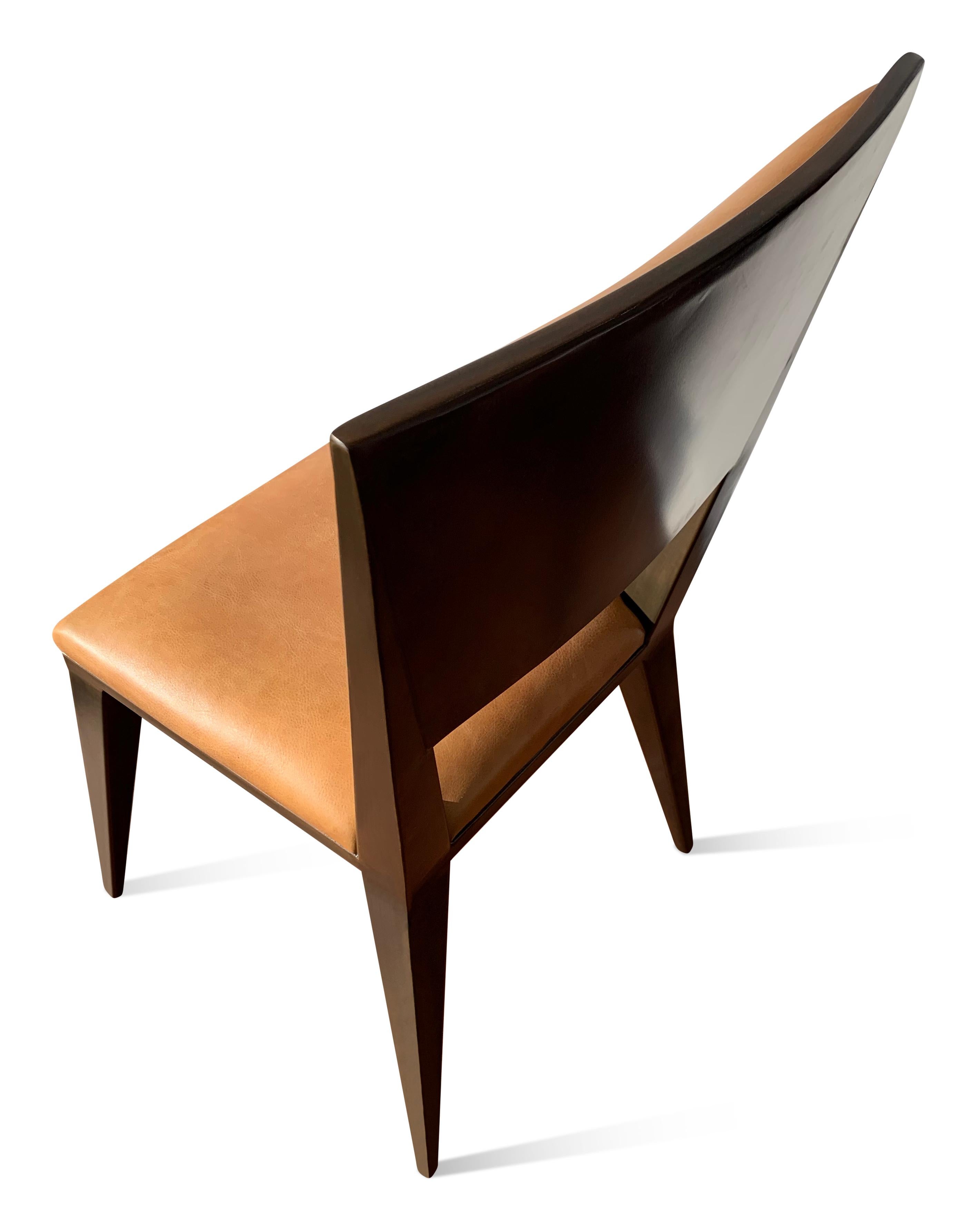 Moderner Esszimmerstuhl aus Metall und Leder, Rodelio, von Costantini im Angebot 2