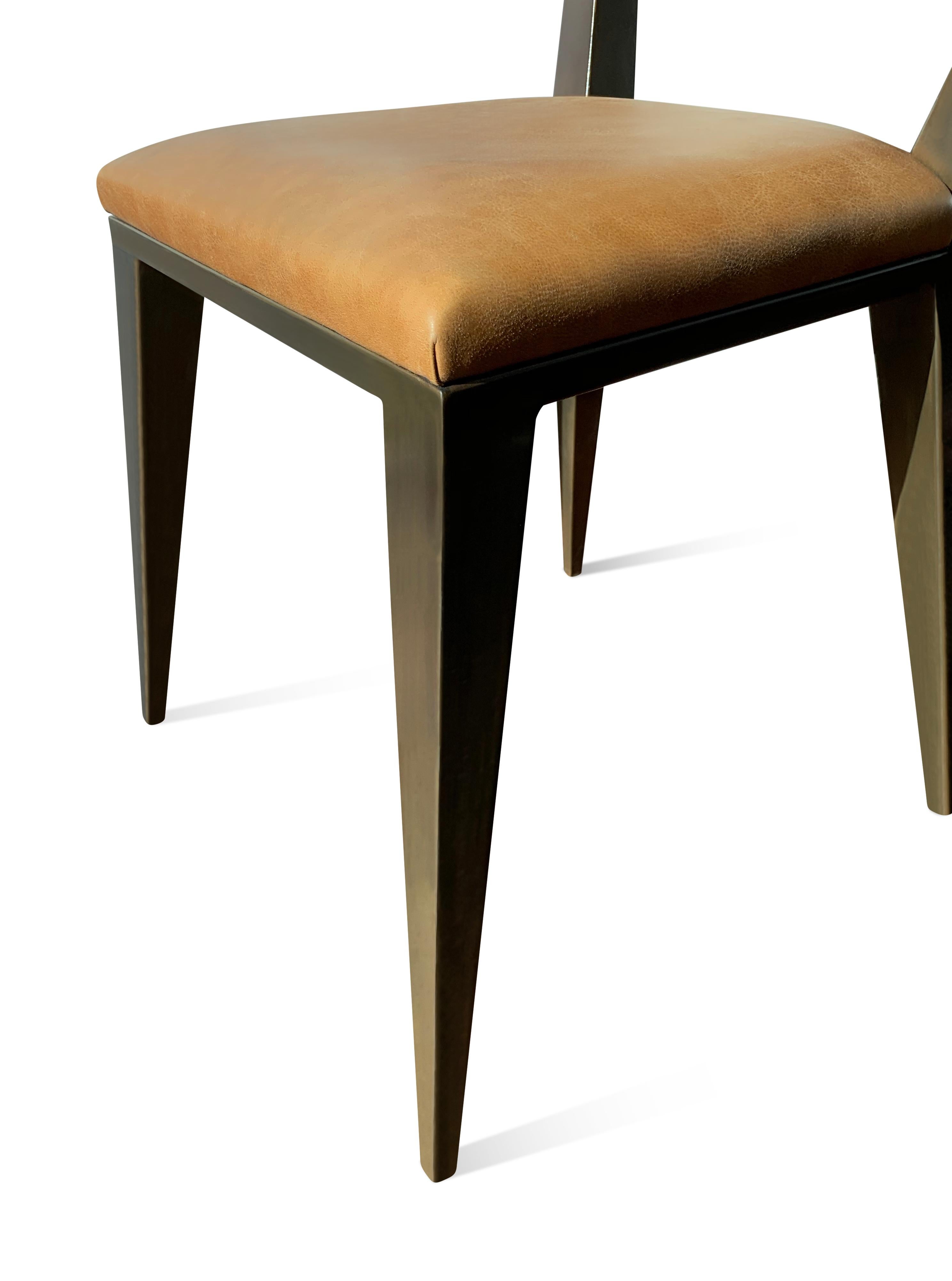 Modern Metal and Leather Dining Chair, Rodelio, from Costantini For Sale 1
