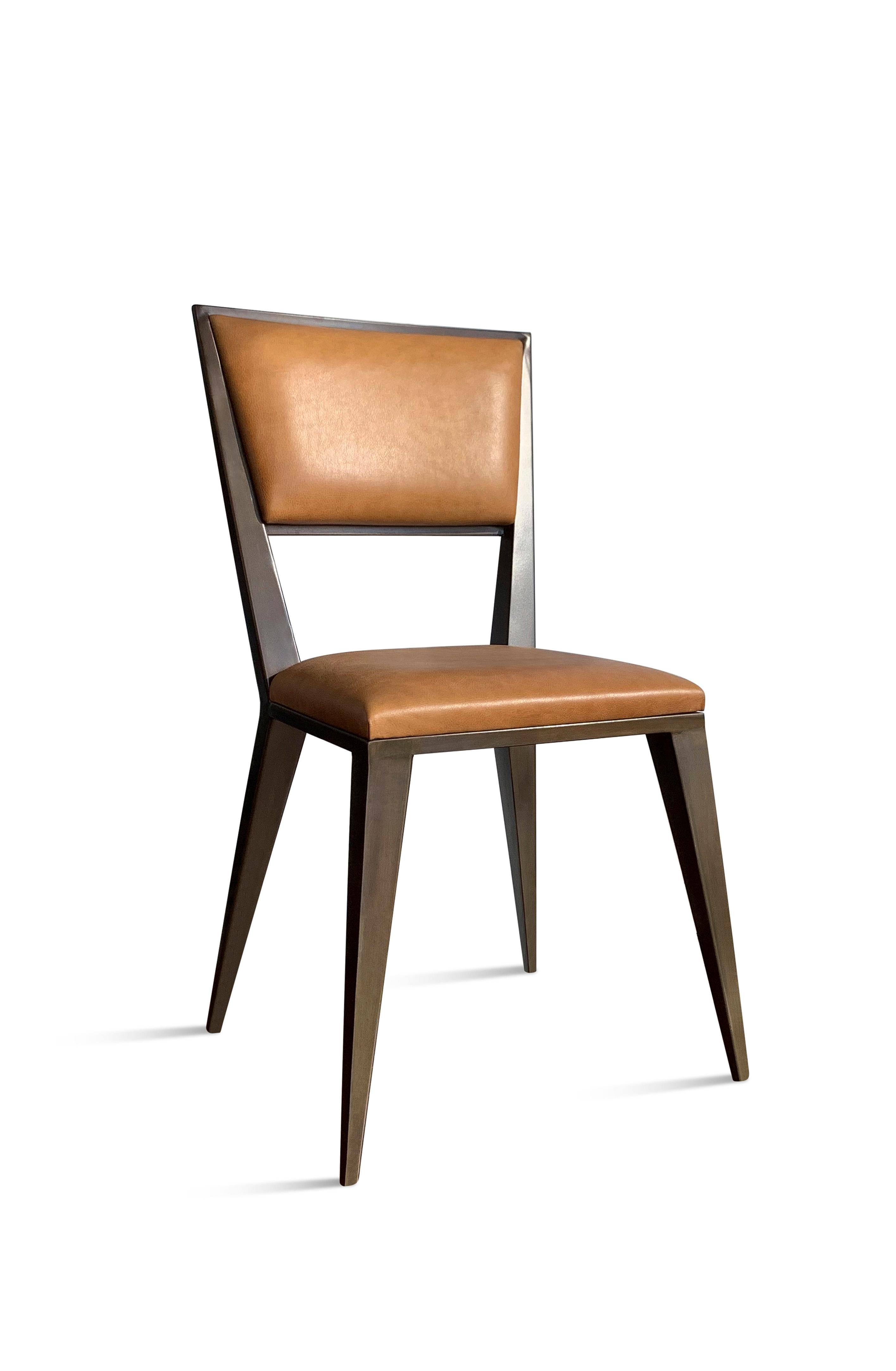 Modern Metal and Leather Dining Chair, Rodelio, from Costantini For Sale 2