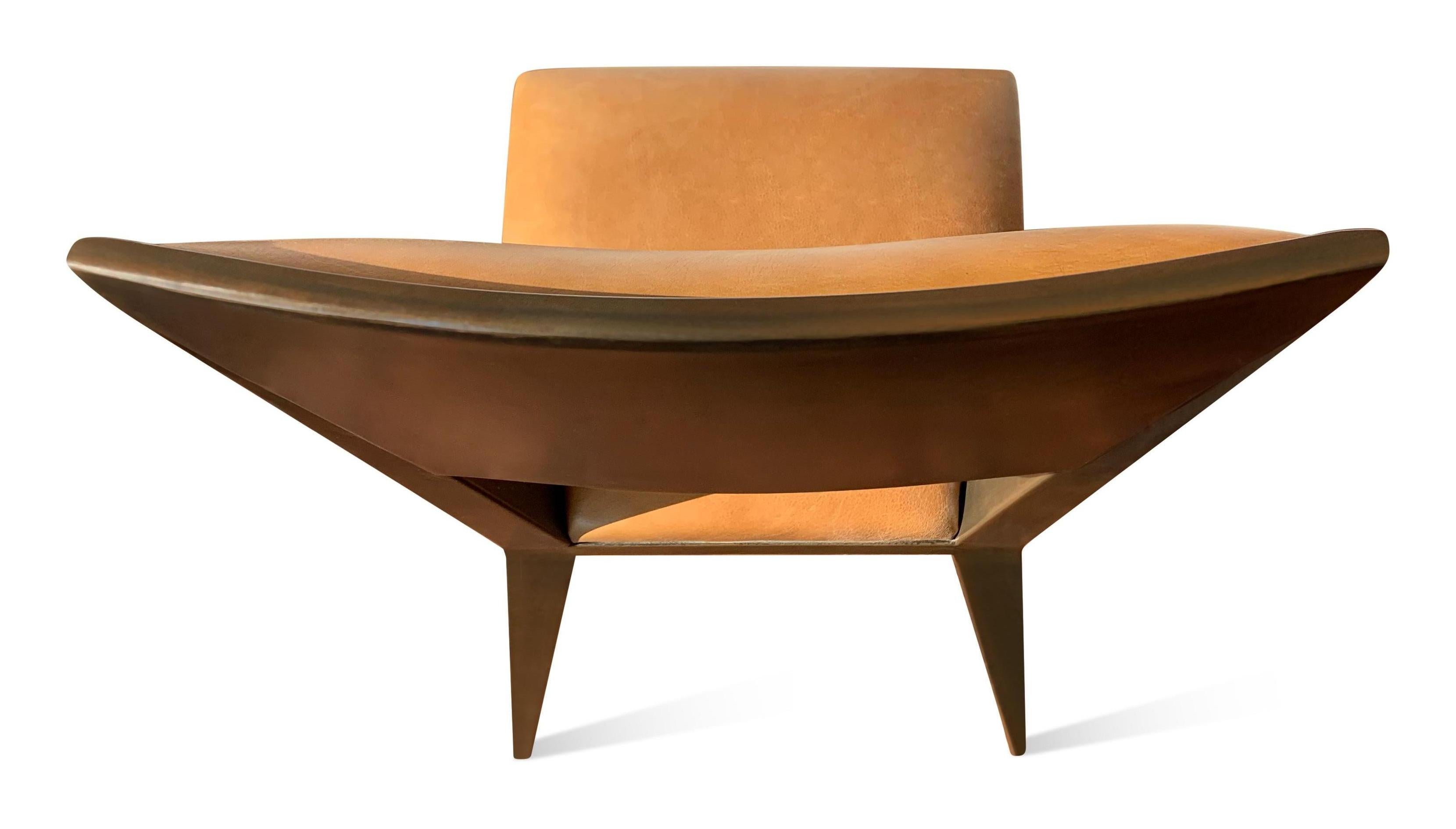 Moderner Esszimmerstuhl aus Metall und Leder, Rodelio, von Costantini im Angebot 3