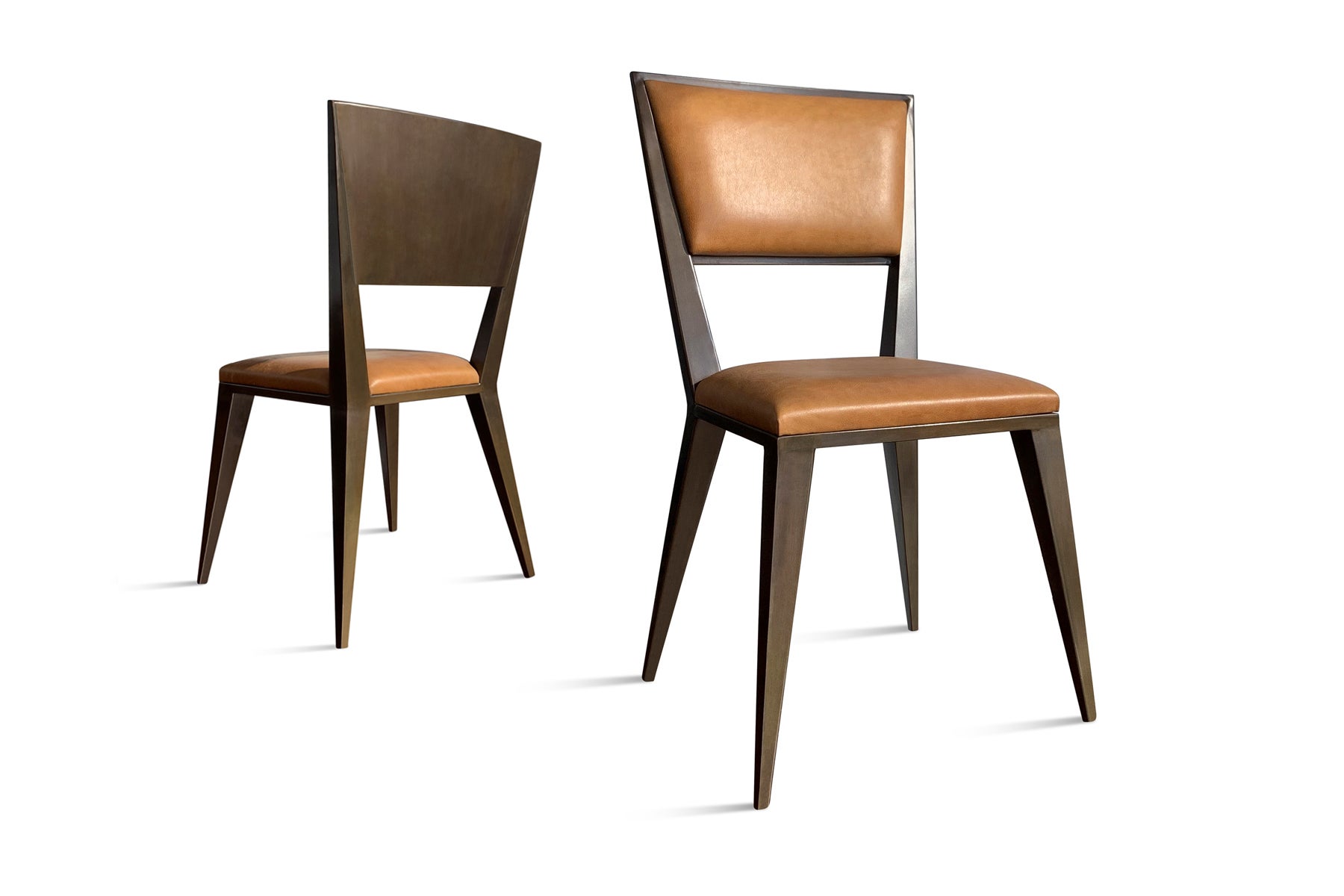 Chaise de salle à manger moderne en métal et cuir, Rodelio, de Costantini