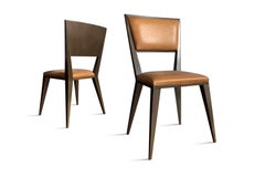Modern Metal and Leather Dining Chair, Rodelio, from Costantini
