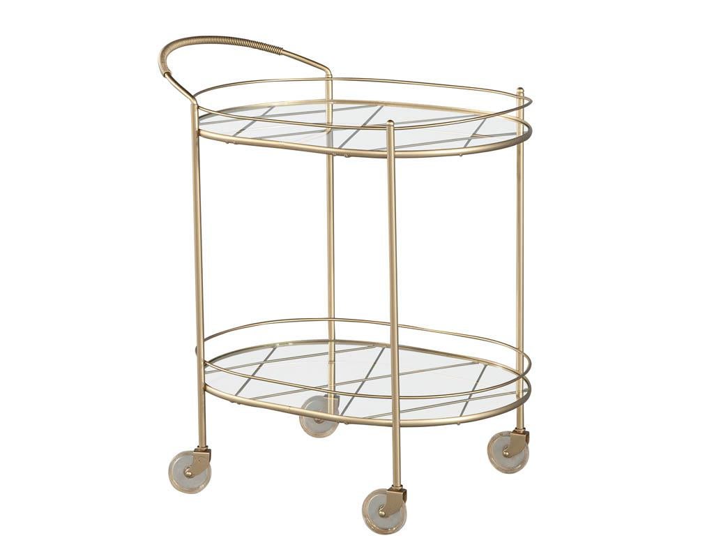 Modern Metal Bar Cart with 2 Tier Glass For Sale 5