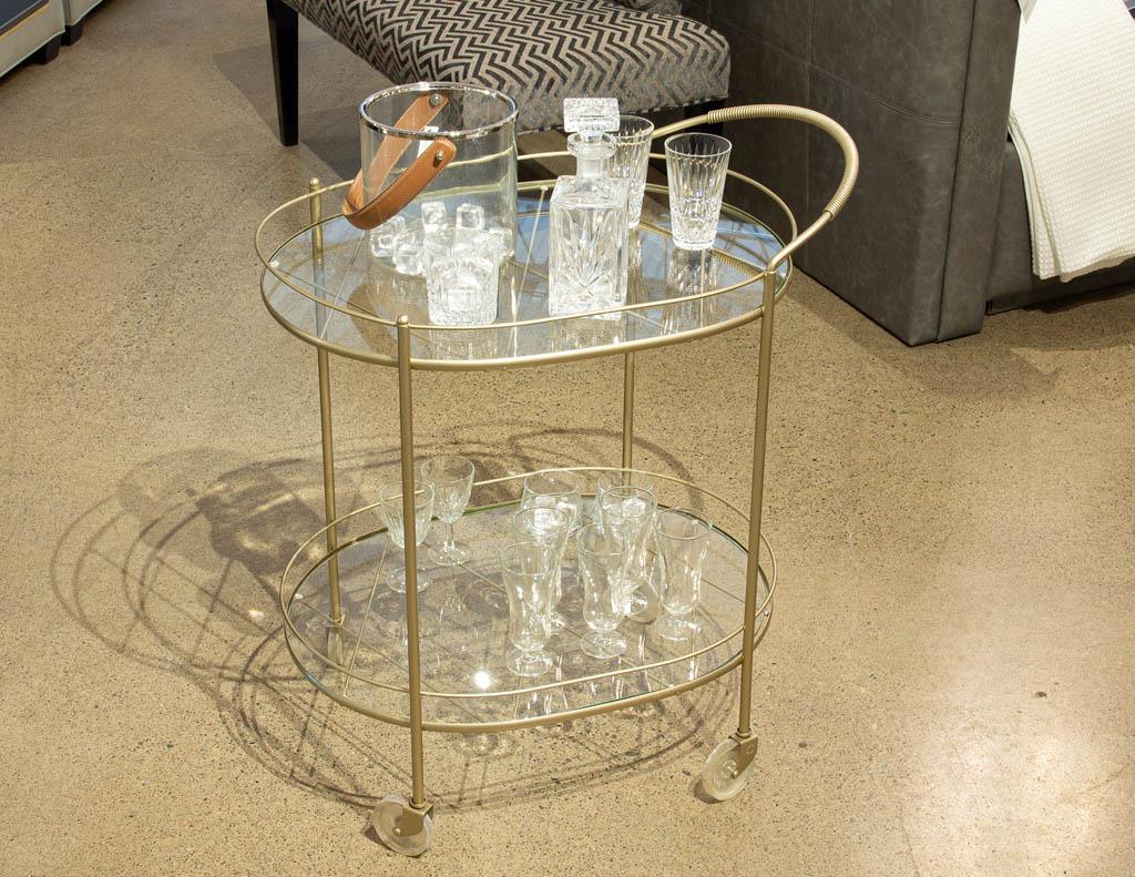 Modern Metal Bar Cart with 2 Tier Glass For Sale 6
