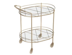 Modern Metal Bar Cart with 2 Tier Glass
