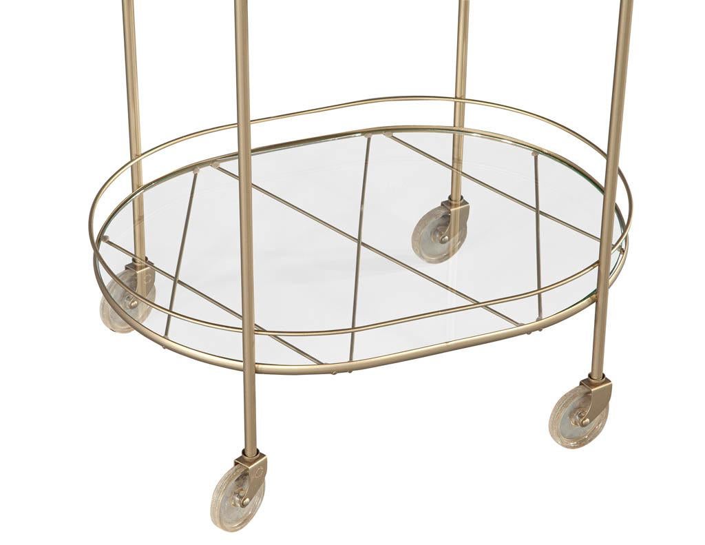 Modern Metal Bar Cart with 2 Tier Glass In Good Condition For Sale In North York, ON