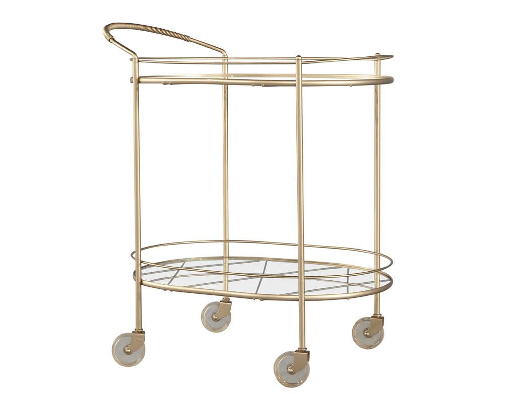 Late 20th Century Modern Metal Bar Cart with 2 Tier Glass For Sale
