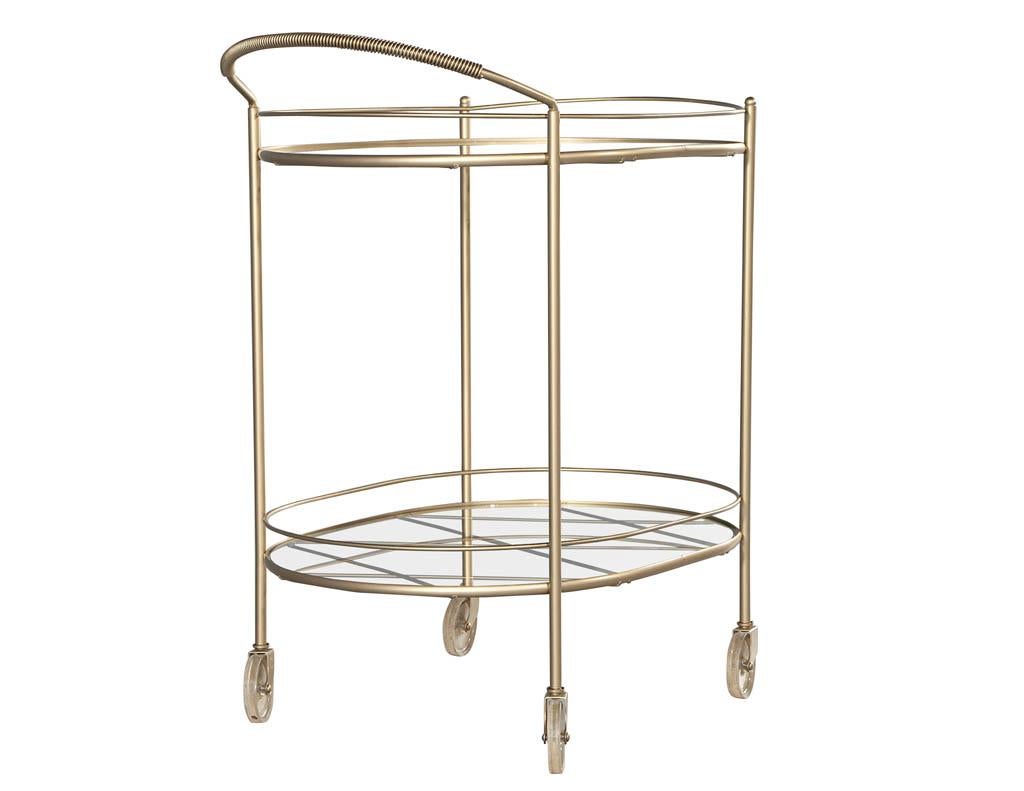Modern Metal Bar Cart with 2 Tier Glass For Sale 3