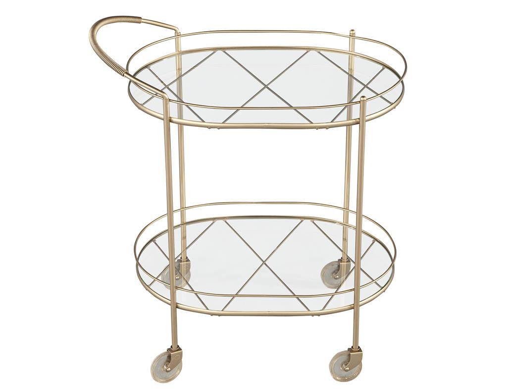 Modern Metal Bar Cart with 2 Tier Glass For Sale 4