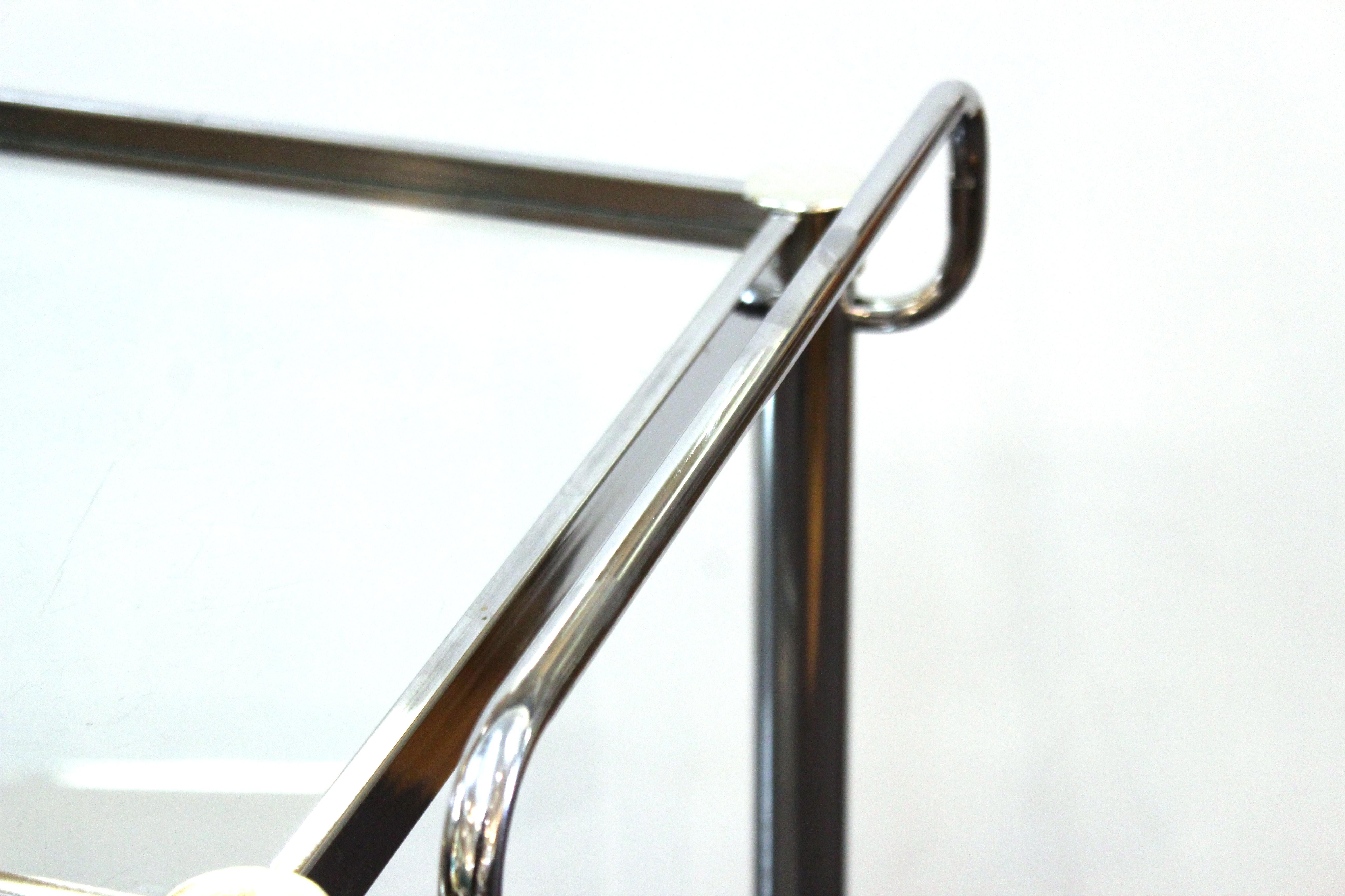 Late 20th Century Modern Metal Bar Cart With Glass levels