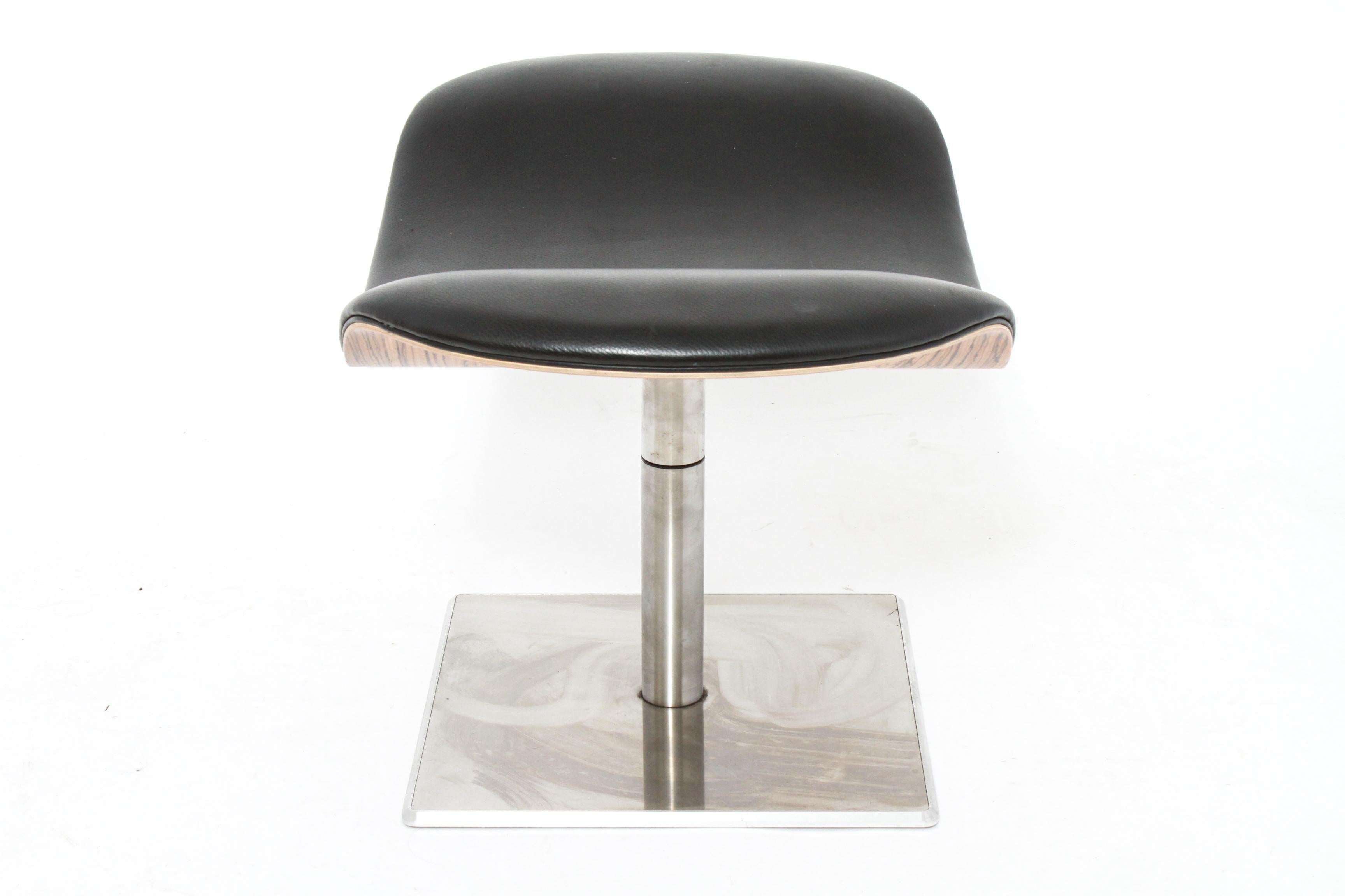 Modern Metal Bench or Stool in Black Leatherette In Good Condition In New York, NY