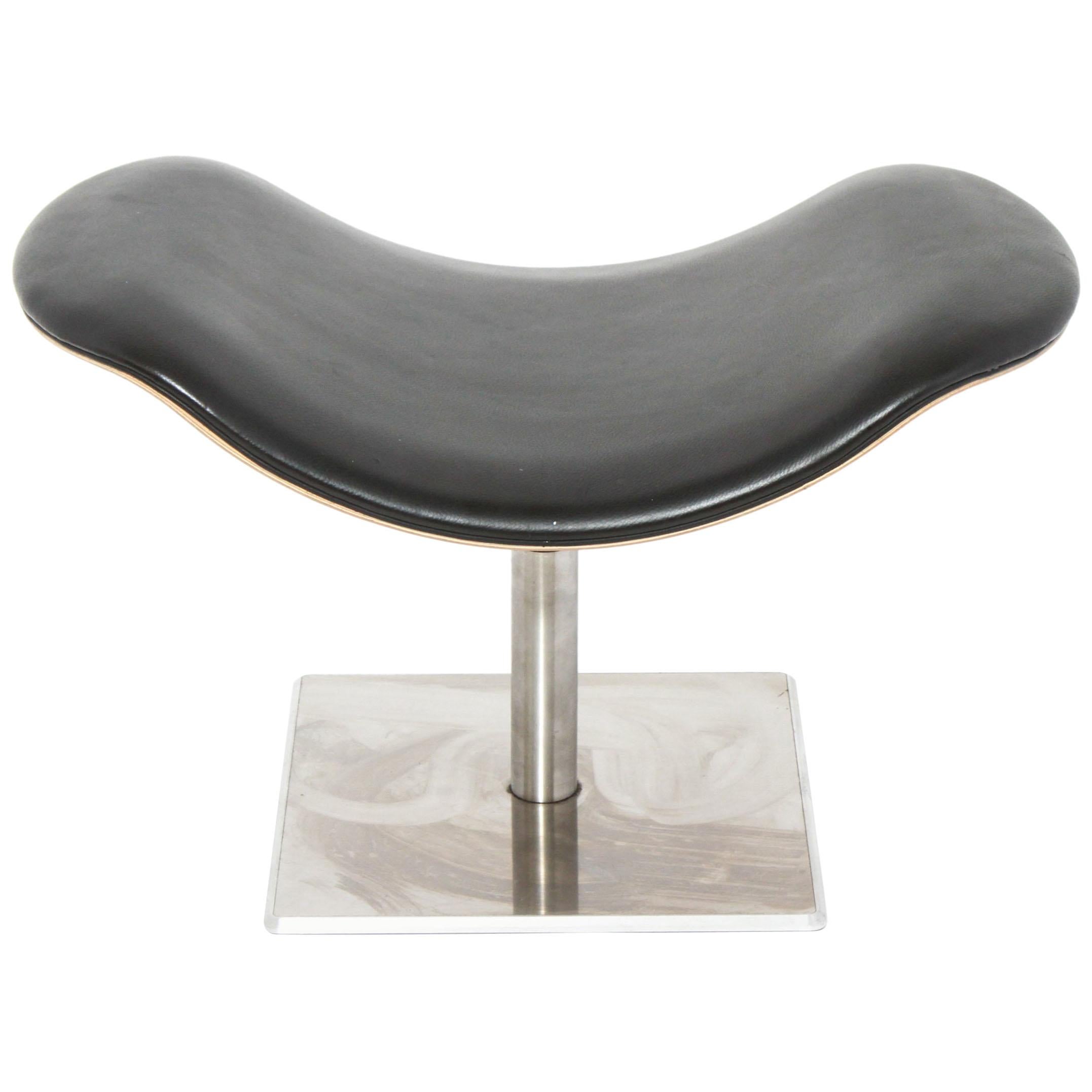 Modern Metal Bench or Stool in Black Leatherette