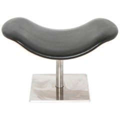Modern Metal Bench or Stool in Black Leatherette
