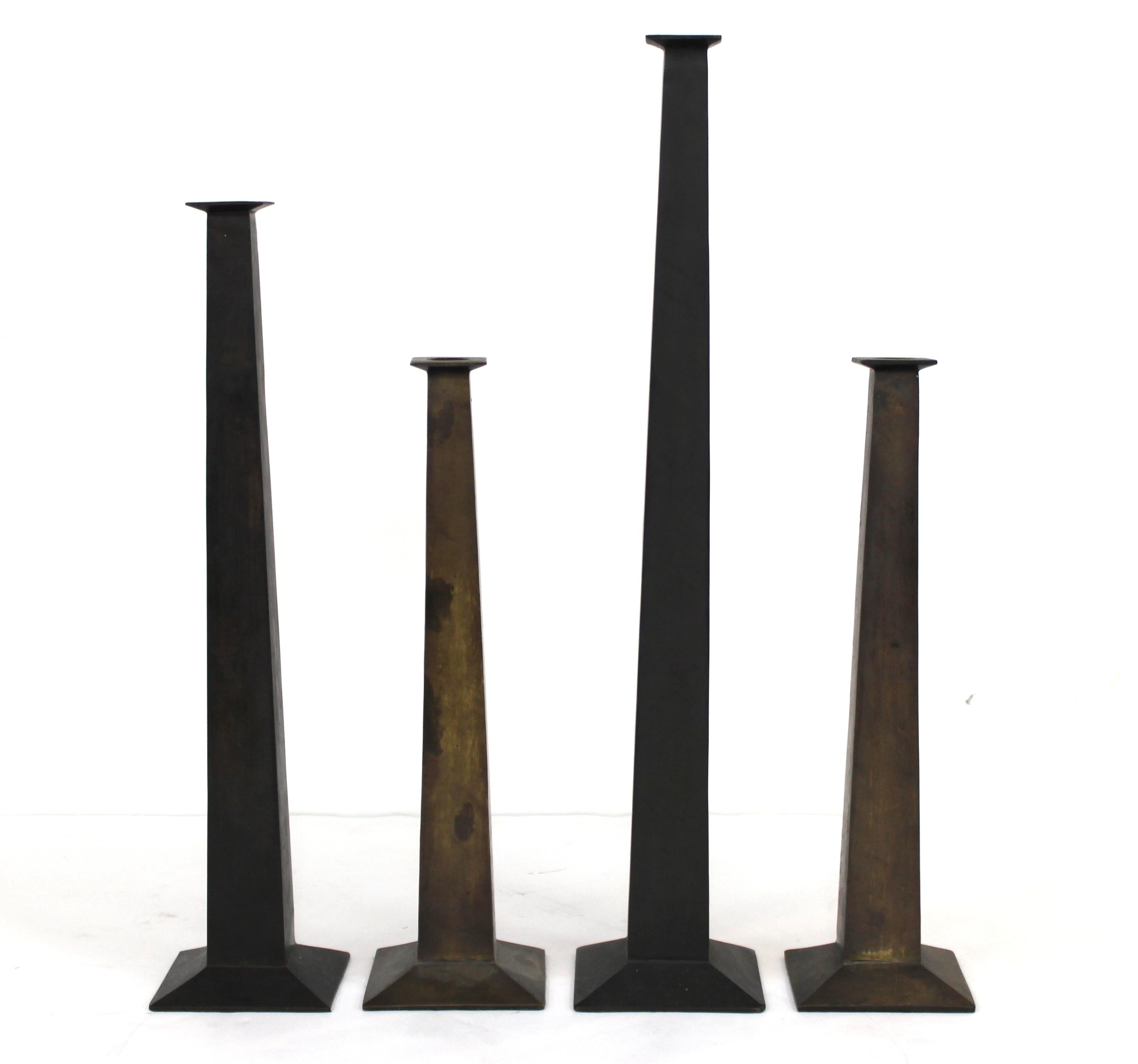 Modern Metal Candlestick Set In Good Condition In New York, NY
