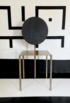 Modern Metal Chair by Dario Cipelletti for NOBE Italia Pendolo Metal Wood Gold