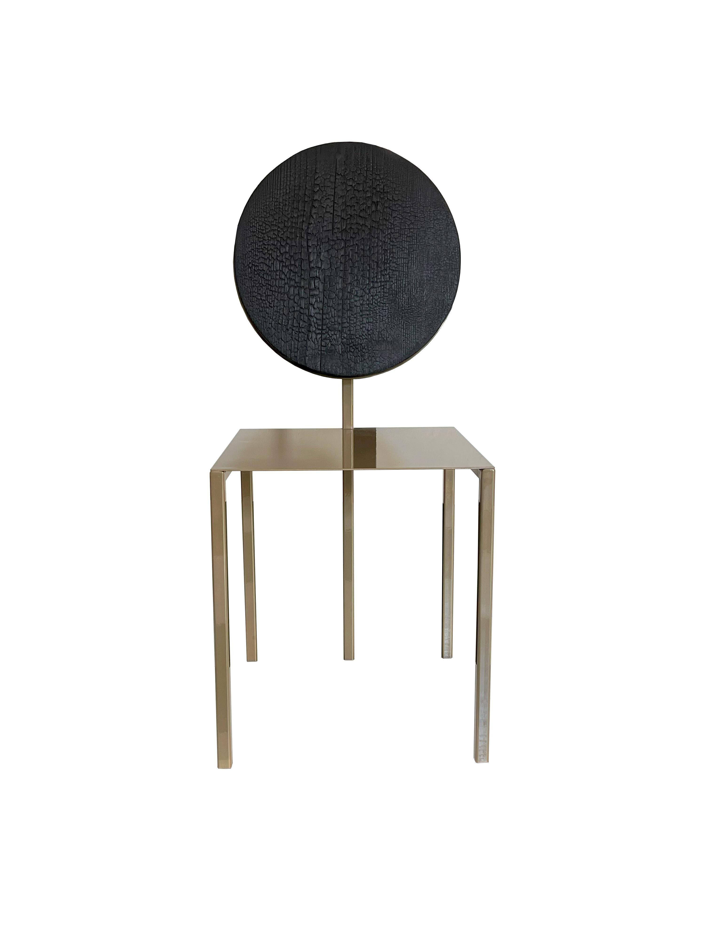 Modern Metal Chair by Dario Cipelletti for NOBE Italia Pendolo Metal Wood Gold In New Condition For Sale In piacenza, IT