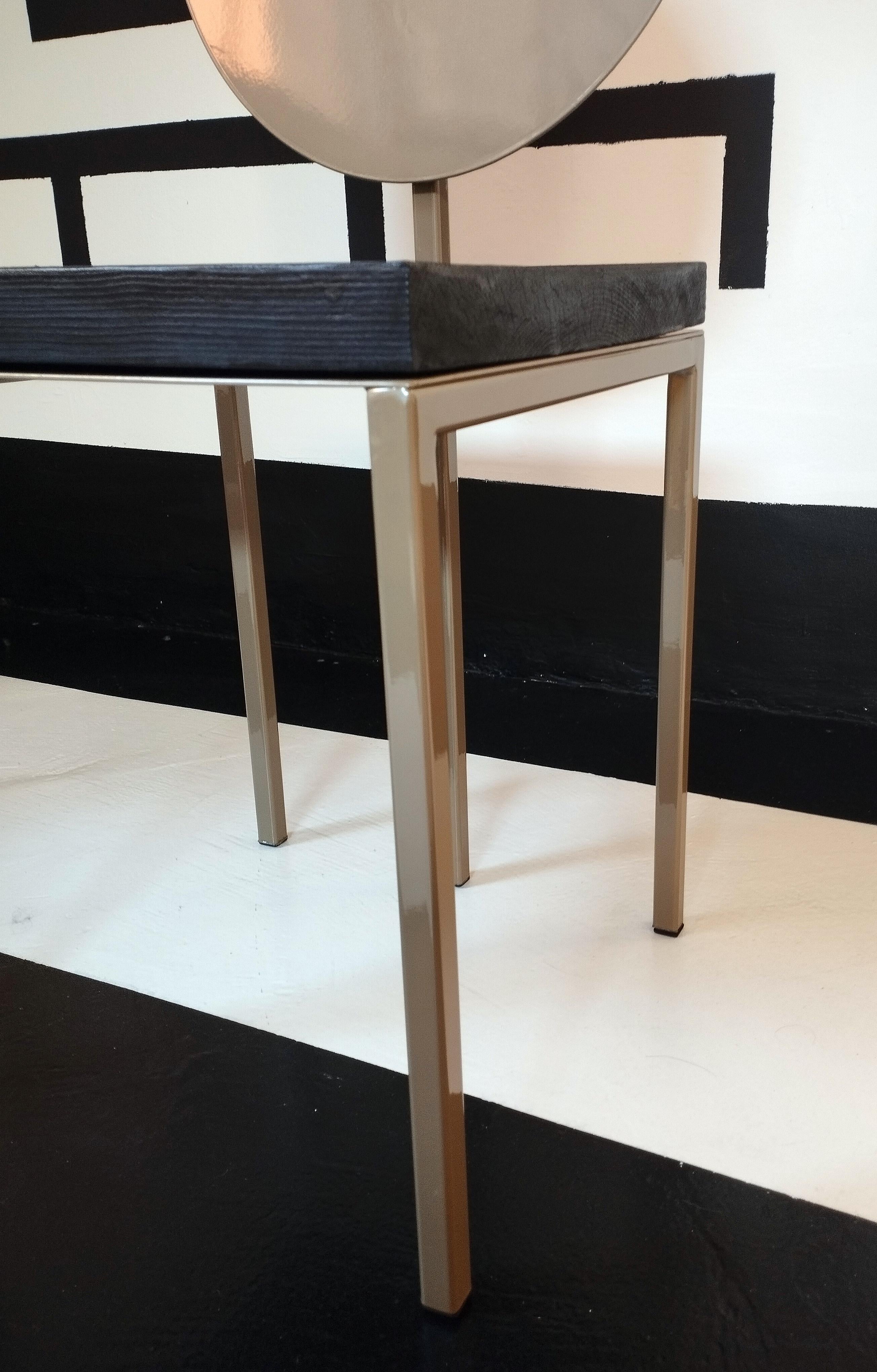 Modern Metal Chair by Dario Cipelletti for NOBE Italia Pendolo Metal Wood Gold In New Condition For Sale In piacenza, IT