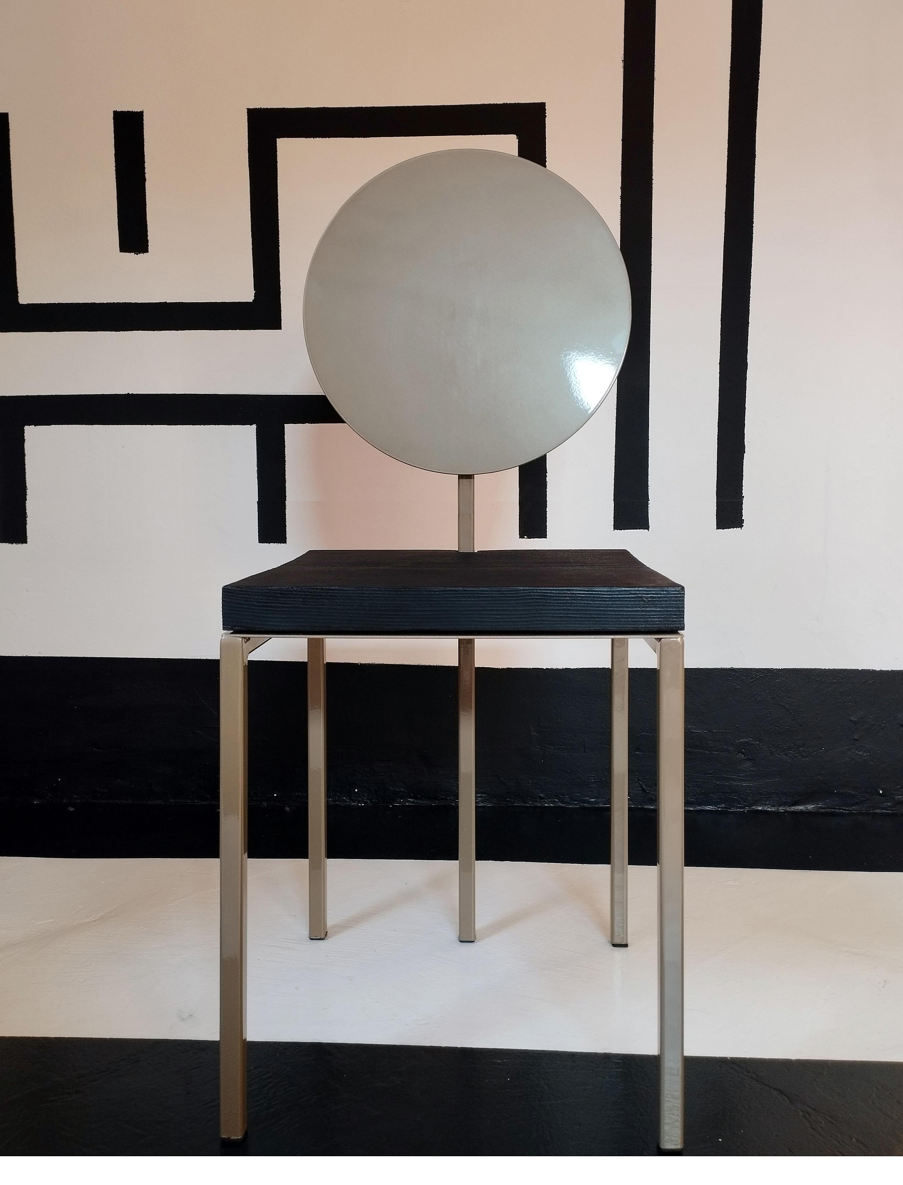 Contemporary Modern Metal Chair by Dario Cipelletti for NOBE Italia Pendolo Metal Wood Gold For Sale