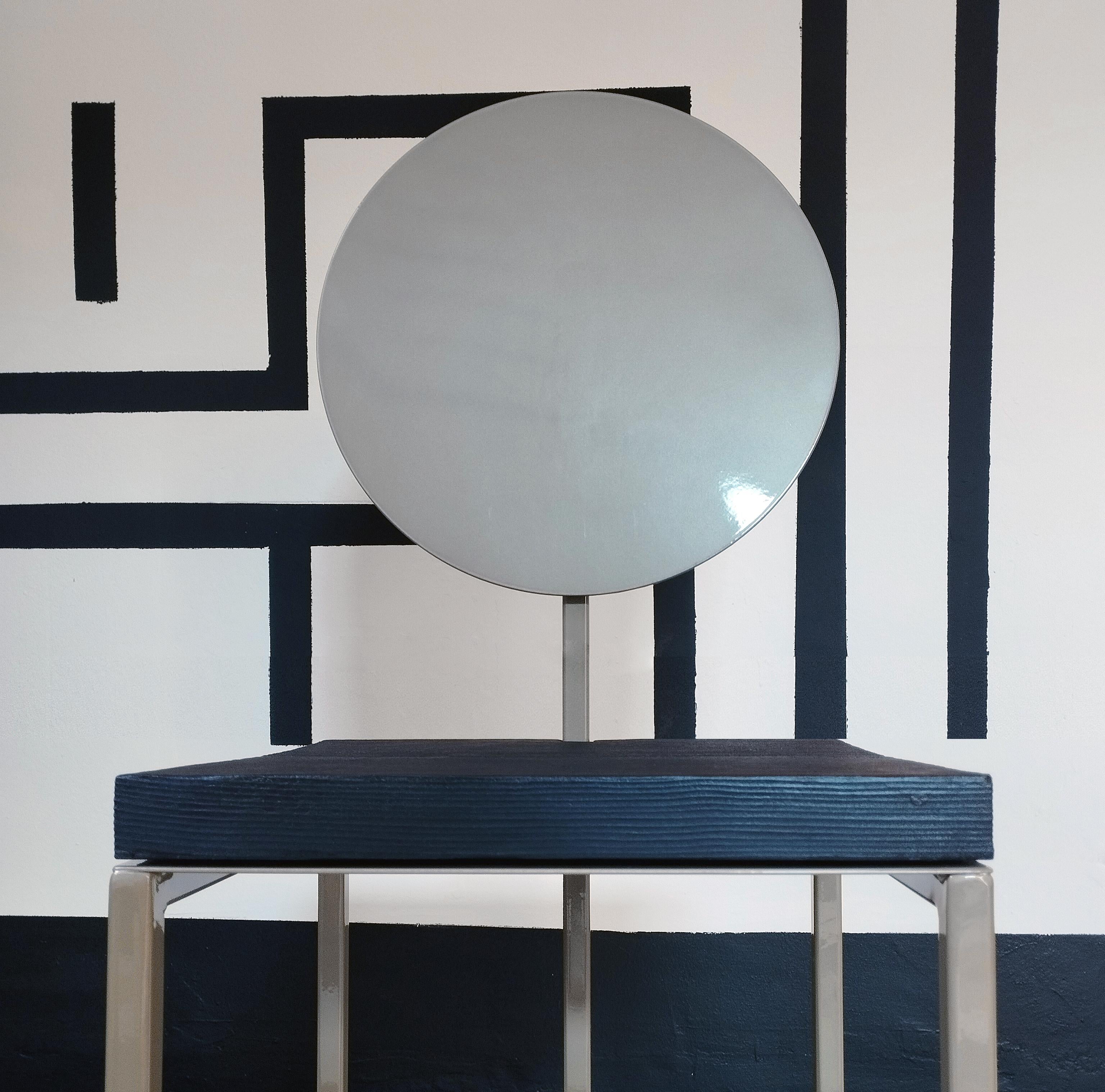 Modern Metal Chair by Dario Cipelletti for NOBE Italia Pendolo Metal Wood Gold For Sale 1