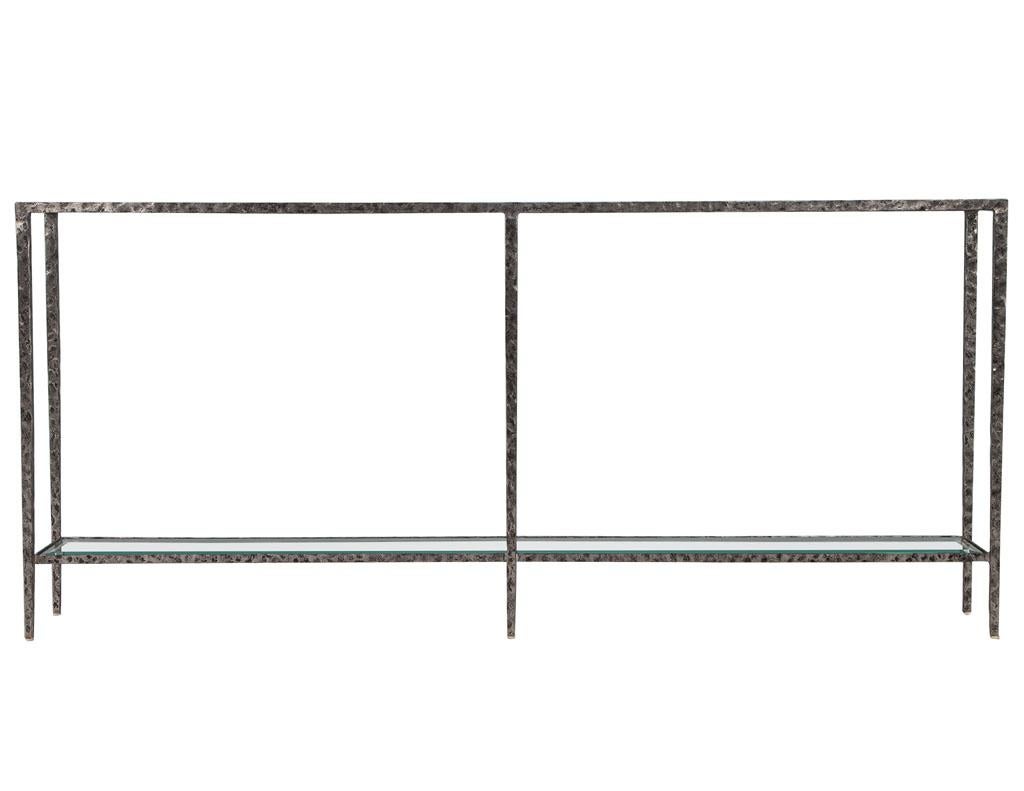 Modern Metal Console Table with Hammered Details by Maitland-Smith 7