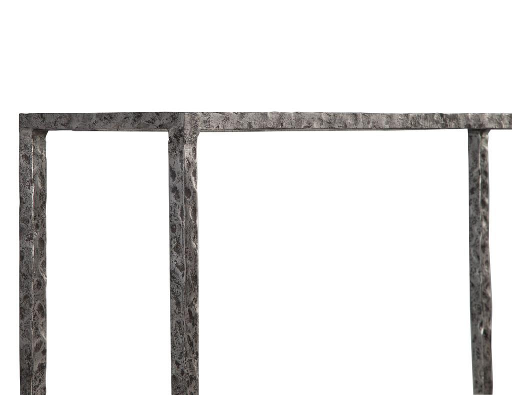 Modern Metal Console Table with Hammered Details by Maitland-Smith 10